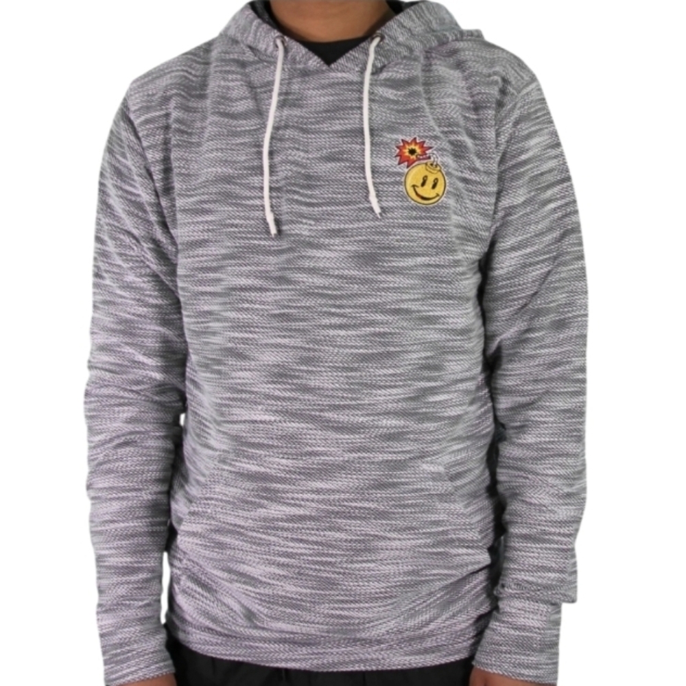 Dikotomy Bomba Rockview Pullover Gray Hoodie with Smiley Patch‎